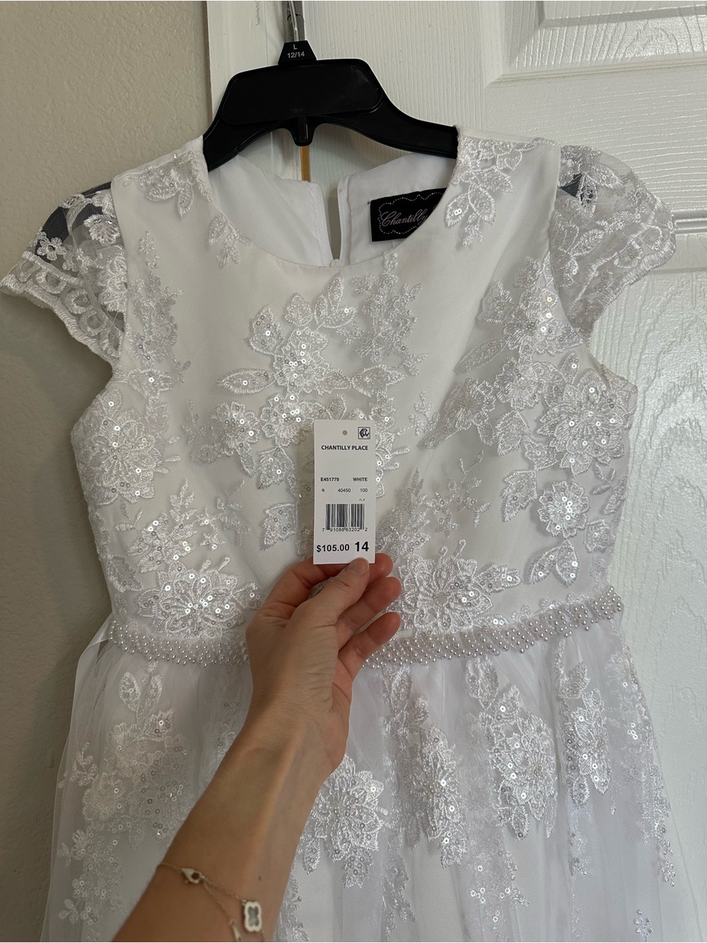 White Lace Floral Appliqué Girls' Formal Dress